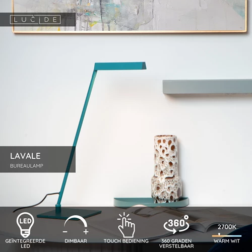 Lucide LAVALE - Bureaulamp - LED Dimb. - 1x3W 2700K - Turkoois - USP